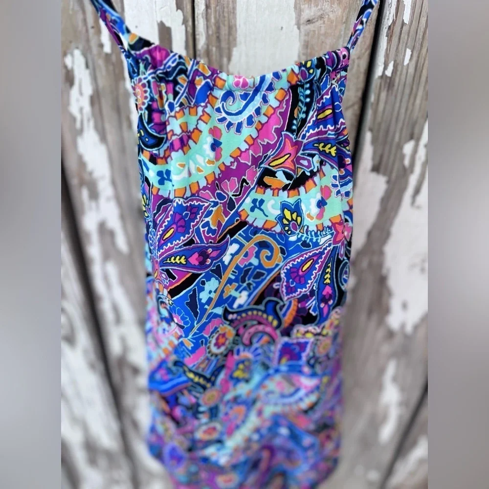 Coastal Zone by Jantzen One Piece size Large Paisley Print Swimsuit Back tie